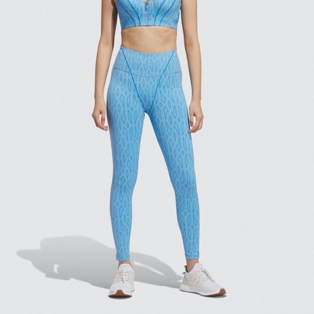 adidas Women's Ivy Park Blue Mesh Monogram Tights  Size Small H57088